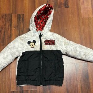 Disney Mickey Mouse Kids Puffer Jacket - Black and White